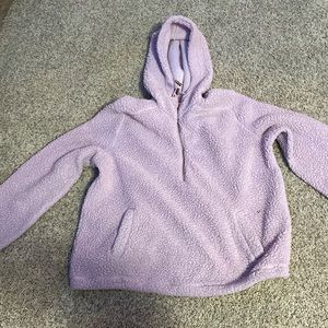 pink fuzzy sweater